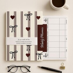 Yıldız Defter A4 Defter Ve Planlayıcı Set Kurdele Baskılı - Yıldız Defter