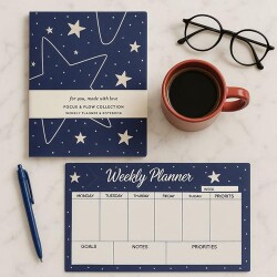 Yıldız Defter A4 Defter Ve Planlayıcı Set Yıldız Baskılı - Yıldız Defter