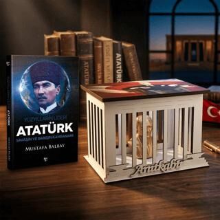 Yüzyılların Lideri Atatürk ve Atatürk Büstlü Ahşap Anıtkabir Işıklı Maket - 1