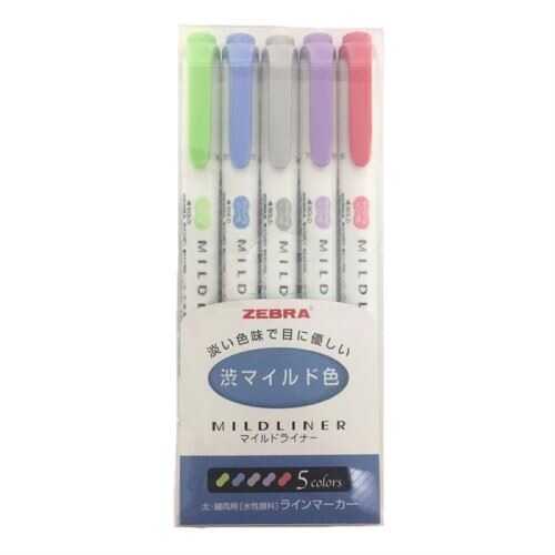 Zebra Mildliner Çift Taraflı İşaretleme Kalemi Soğuk Renkler 5Li